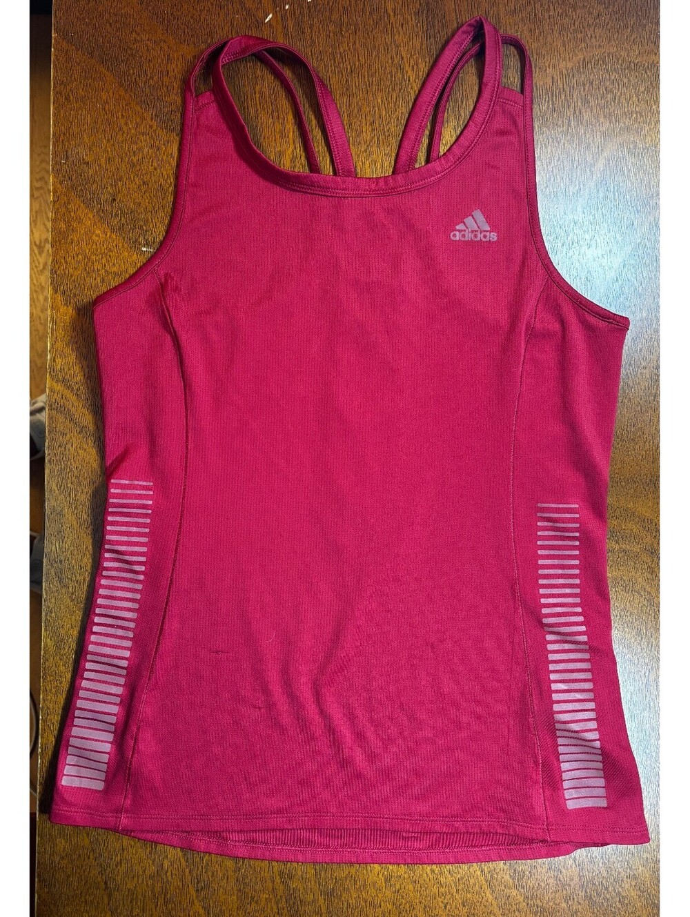 Adidas Climalite Running Tank Top Women’s Small Red Racerback Reflective (174)